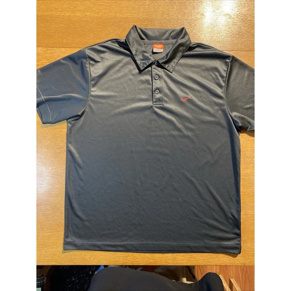 Nike The Athletic Dept Polo XL Black Gray Red Swoosh Dri-Fit Retro 2010 Jacquard
